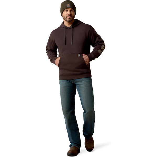 2026 Ariat Herren Rebar Leichtes Logo Hoodie 10079764 - Licorice / Canteen